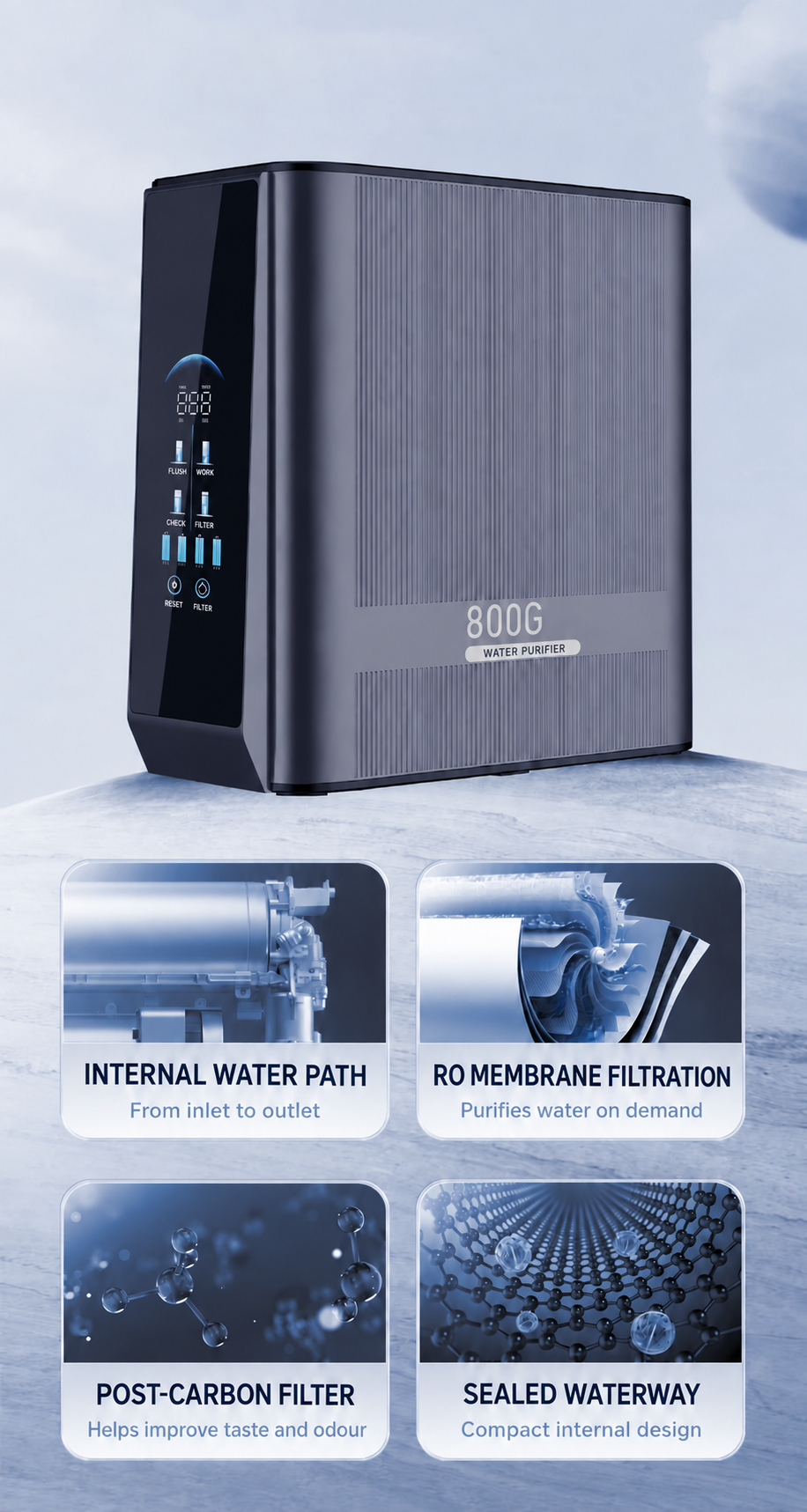 Direct Flow RO 800GPD Latest Reverse Osmosis System